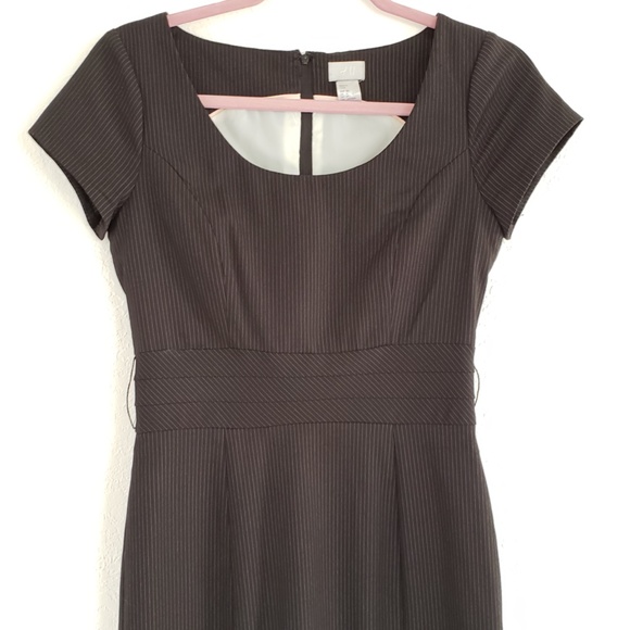H&M Pin Stripe Black White Zippered Work Dress - Picture 2 of 8